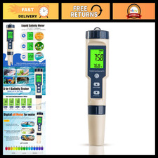 Digital 5-in-1 Water Tester for Pools - pH, Salt, Chlorine,  Temperature Meter