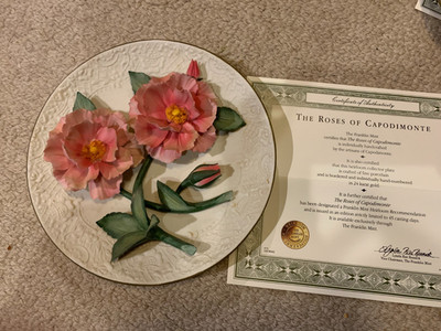 Rose Of Capodimonte Plate 8  Diameter Franklin Mint