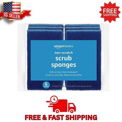Amazon Basics Non-Scratch Sponges 6-Pack Multi-Purpose Kitchen Cleaning Pads
