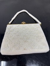 WALBORG Beaded Purse white Vintage 1960's handmade Japan