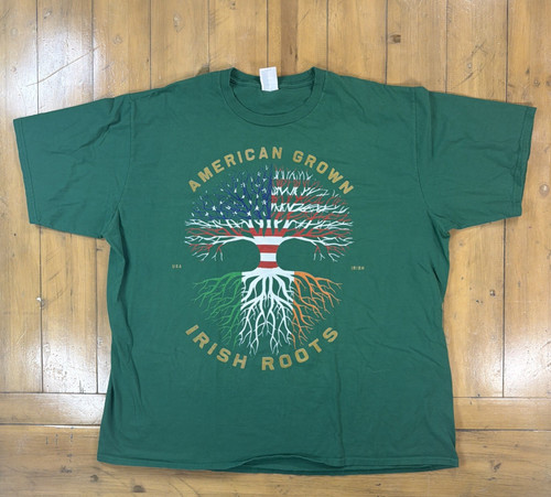 St Patrick’s Day Irish Roots T Shirt Mens 2XL Green Irish Pride Tee