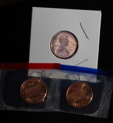 2006 P D S Lincoln Cent - Proof & BU 3 Coin Year Set - Mint Cello