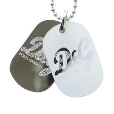 D&G Dolce & Gabbana Silver Logo Dog Tag Necklace Accessory Used