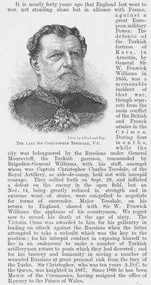 SIR CHRISTOPHER TEESDALE Empfänger des Victoria Cross - Antikdruck 1893