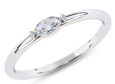 IGI 1/10 Ct Marquise Lab Grown Diamond Solitaire Stackable Ring 14K White Gold