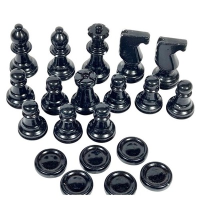 Chiellini Black Marble Chess Checkers 20 Pieces Queen Rooks Knights Bishop