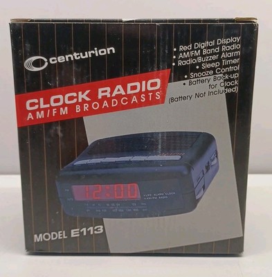 Centurion Alarm Clock Radio AM/FM Broadcast Model E113