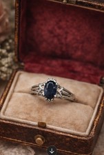 Vintage 925 Sterling Silver Sapphire Ring   Oval Faceted Stone Sz 5.75 2 Gr