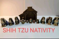 SHIH TZU NATIVITY SET - Brand New As Is 12 Piece Set Painted  In Alebrije Style 