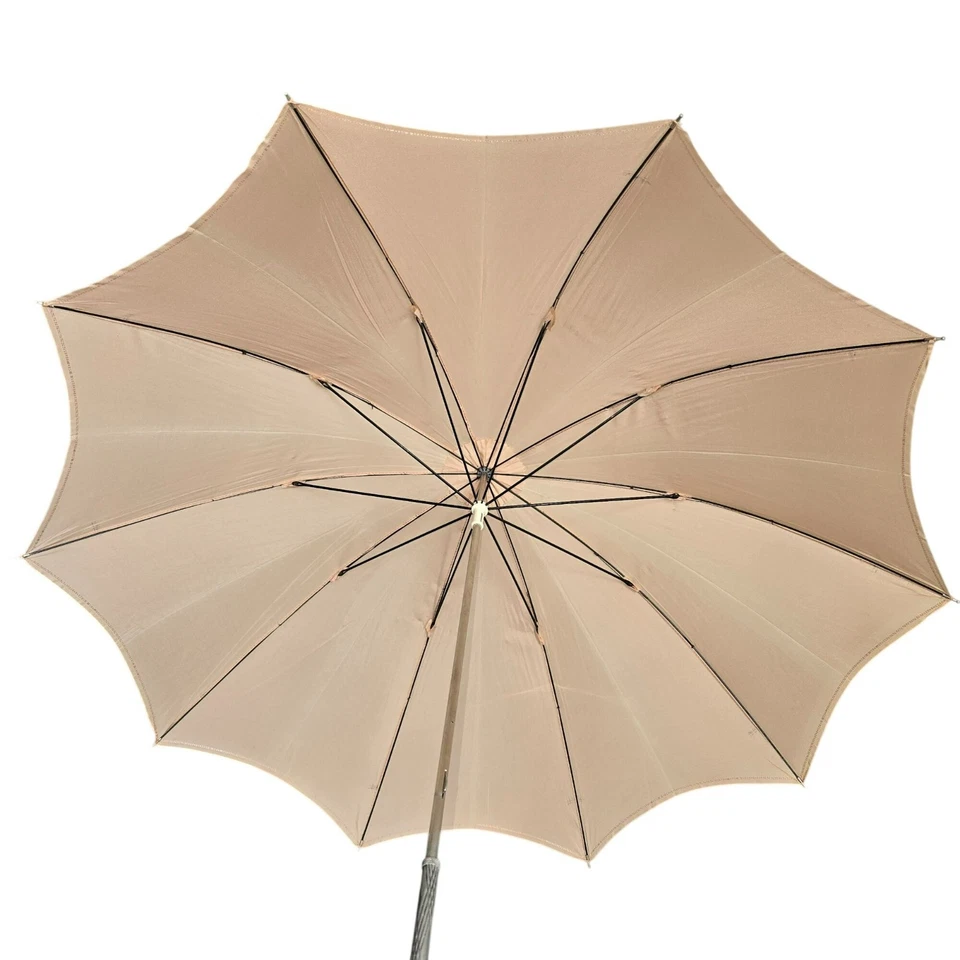 Sombrilla Nailon Rhodia vintage mango plateado ornamentado y detalles de gemas naranjas HS297 Foto 4 de 4