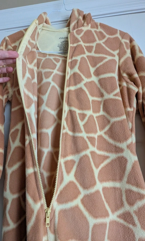 Xhilaration GIRAFFE 抓绒睡衣万圣节服装头饰成人尺寸 S  — 第 3/4 张图片