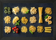 Various types of pasta Framed Wall Art Poster Canvas Print Picture