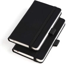 Vanpad (2 Pack) Pocket Notebook Small Hardcover Note Book 3" x small, Black