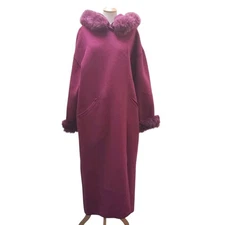 Lundstrom Laparka Coat Wool Vintage Removable Faux Fur Trim Long Canada Size M