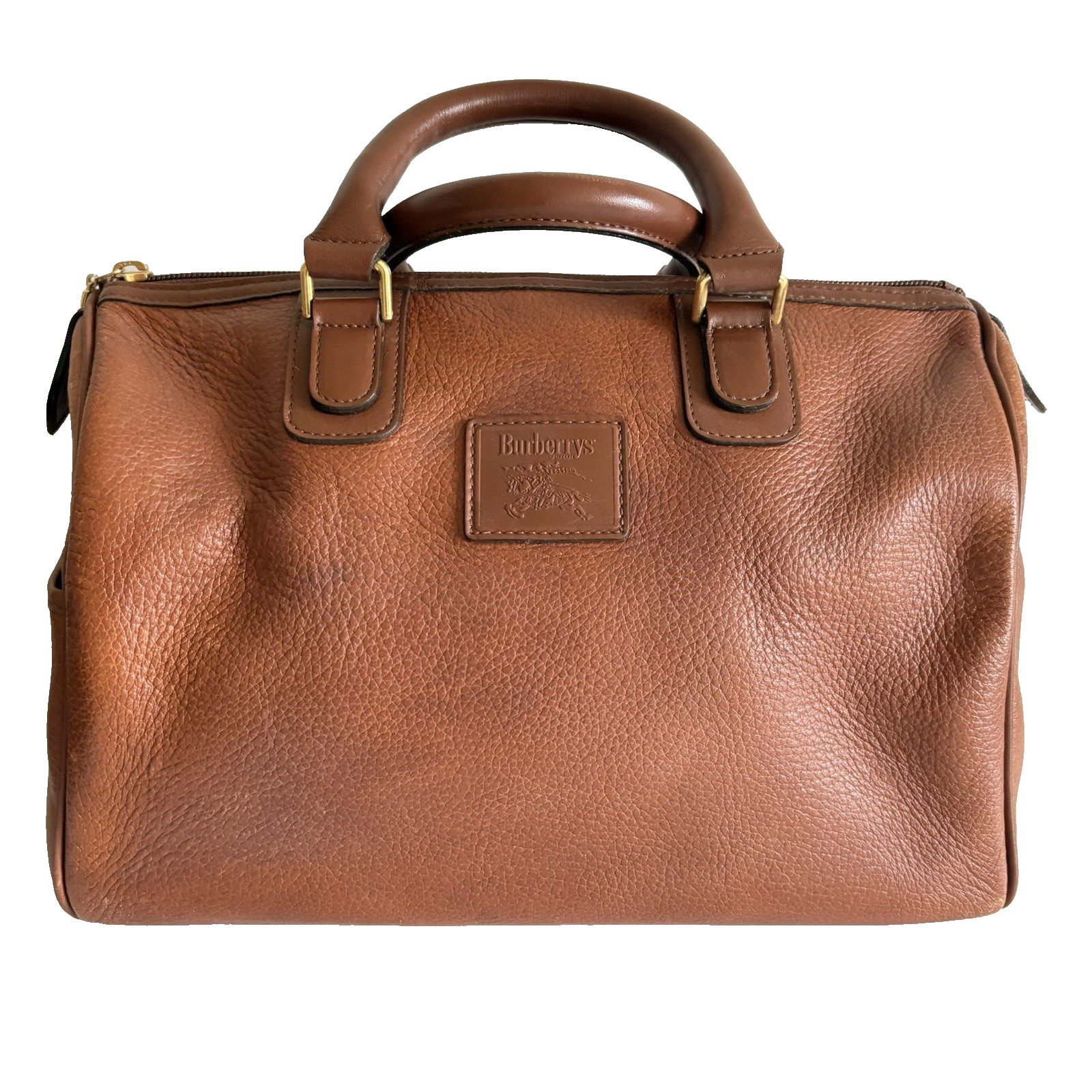 Authentic Burberrys Hand Bag Leather Vintage Brown From Japan 0834