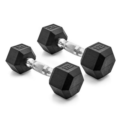 CAP Barbell 12lb Coated Rubber Hex Dumbbell, Pair