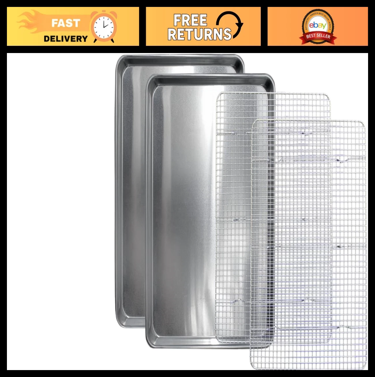 2 Pack Heavy Duty Aluminum Cookie Sheet & Stainless Steel Cooling Rack Set 13x18
Opens in a new wind