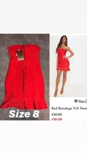 Size 8 RED Prettylittlething Mini dress