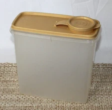 VTG TUPPERWARE CEREAL KEEPER CONTAINER #469/470/471 SHEER BEIGE FLIP POUR LID