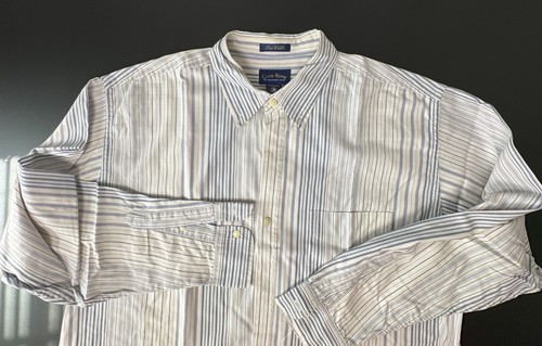 Camisa Oxford Club Room by Charter Club XL para hombre en rayas crema y azul - Imagen 4 de 6