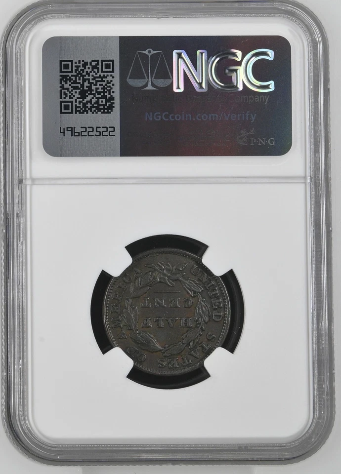 1834 Half Cent C-1 Classic Head Certified (NGC AU Details cleaned) 1/2C US Mint - Image 2 of 2
