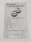 West Bend STIR CRAZY Popcorn Corn Popper 82306 Replacement Part Manual
