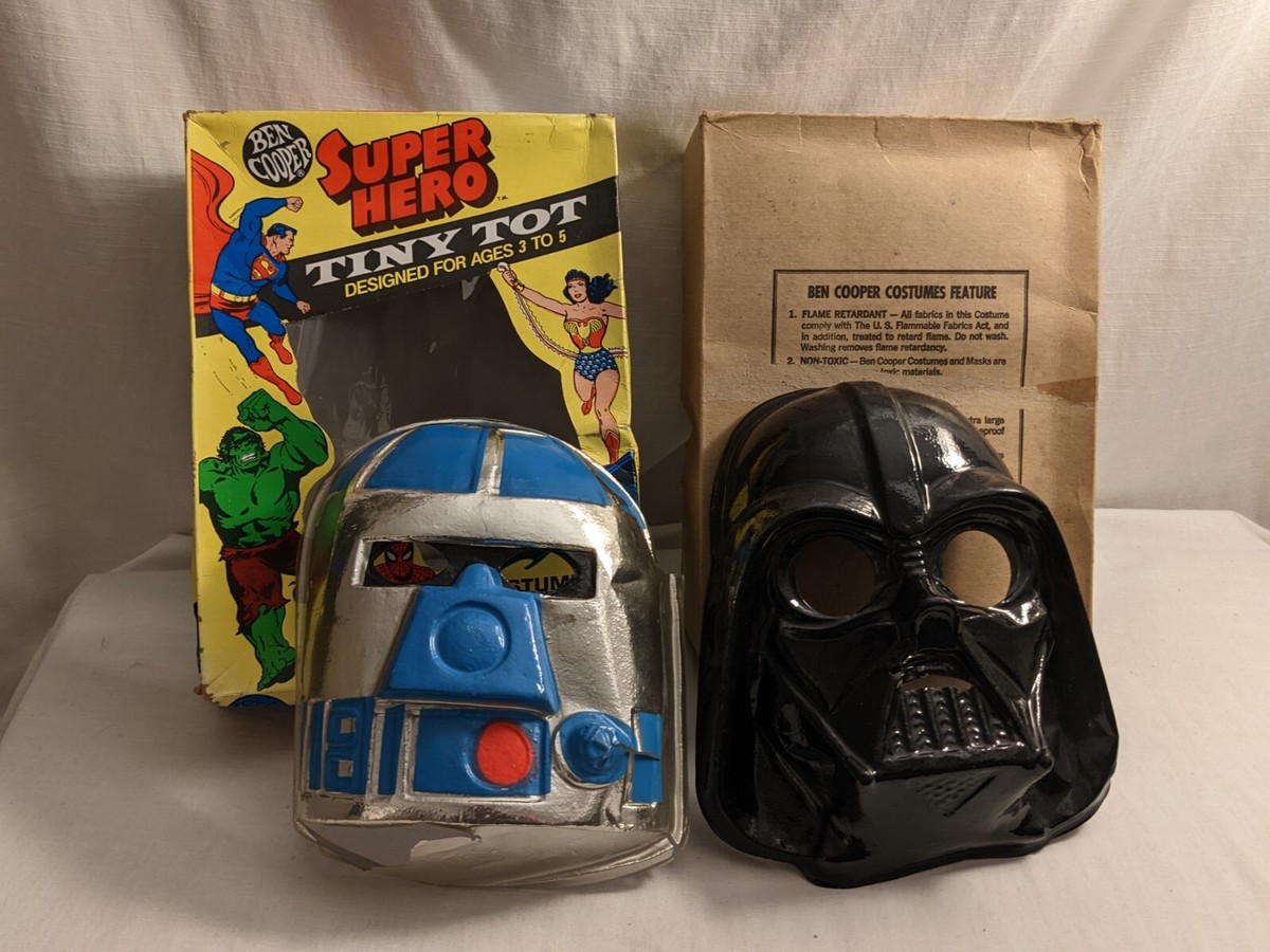 2x Vintage Star Wars Ben Cooper Masks: R2-D2 &amp; Darth Vader &amp; Box 