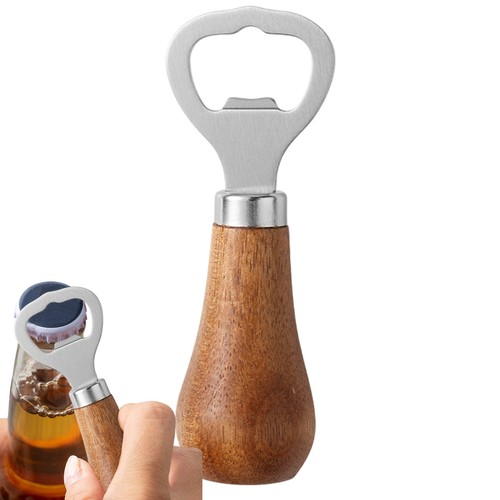Beer Bottle Opener Bartender Bar Wooden Handle Beer Soda Bottle Opener SUS