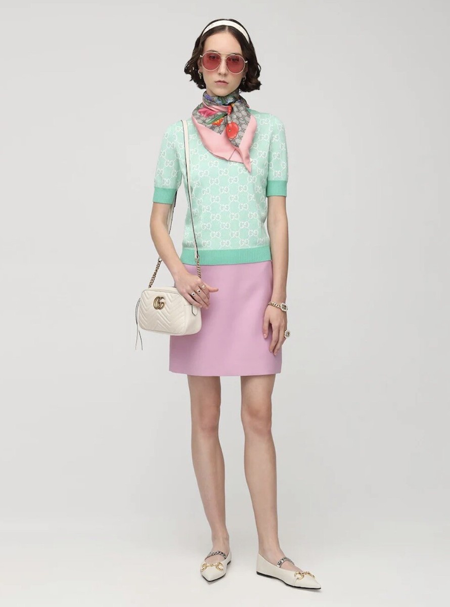 スカート Gucci Lilac Crepe Skirt GUCCI Purple Silk Cady Crepe Mini Skirt Size 40 US 4 619479