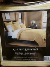 CLASSIC COVERLET TWIN QUILT 92" X 96" 100 COTTON 350 THREAD COUNT Yellow READ