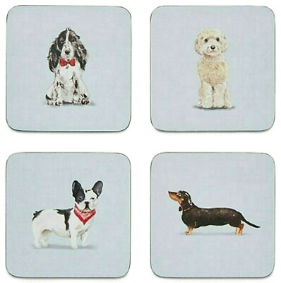 4er Set Untersetzer Korkunterseite Curious Dogs Hunde Hund Cooksmart England