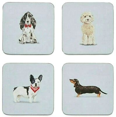 4er Set Untersetzer Korkunterseite Curious Dogs Hunde Hund Cooksmart England - Bild 1 von 4