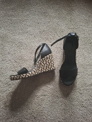 NEXT Forever Comfort High Wedge Sandals Leather Raffia Heel UK  (41) UK