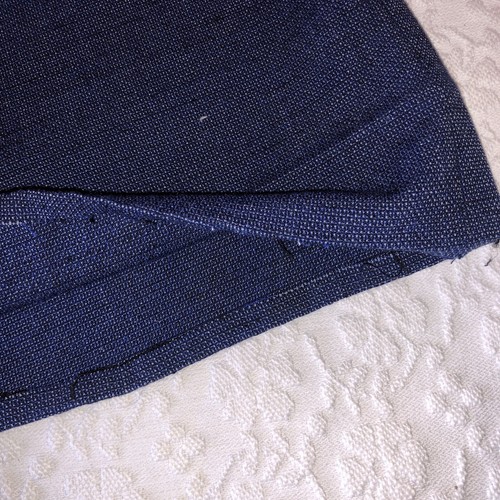 ANN TAYLOR LOFT SIZE 8 JULIE TROUSER NAVY BLUE LINEN BLEND FLAT FRONT RAW HEM - Picture 4 of 9