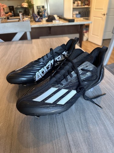Adidas Adizero 22 Triple Black White Football Cleats HR1614 Mens Sz 14 Athletic - Picture 2 of 8