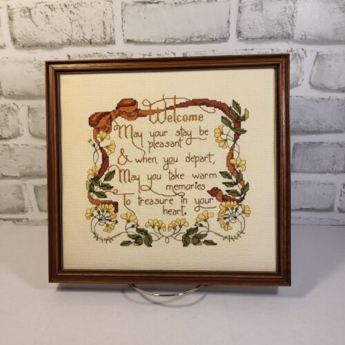 Vintage Welcome Finished Framed Cross Stitch