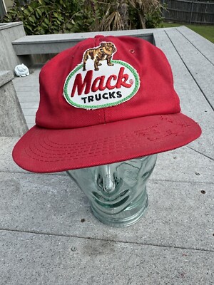 Vintage 1980s Red Mack Trucks Snapback Hat K Products Made In USA
