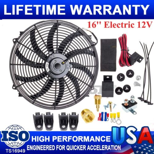 16 INCH 180 WATT MOTOR 12 VOLT ELECTRIC ENGINE RADIATOR COOLING FAN CAR TRUCK US - Picture 1 of 13