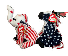LOT of 2 Ty Beanie Babies USA Exclusive Righty and Lefty 2000 NWT Retired