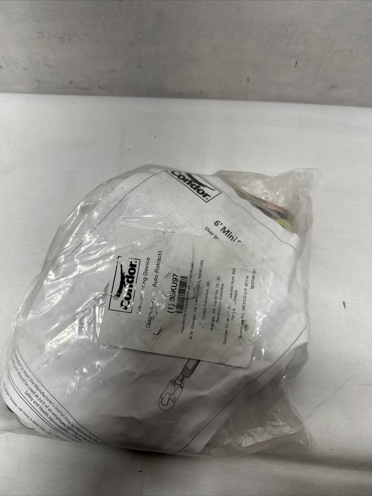 Condor 35KU97 310 LB Cap 6 FT Srl L Selfretracting Lifeline for sale