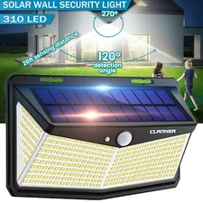 CLAONER 310LED Large Solar Powered Lights Outdoor PIR Motion Sensor Security Lam