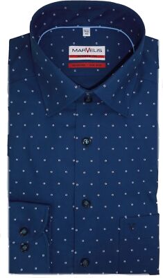 Marvelis Hemd Modern Fit 7286.29.18 marine gemustert extra langer Arm 69 cm
