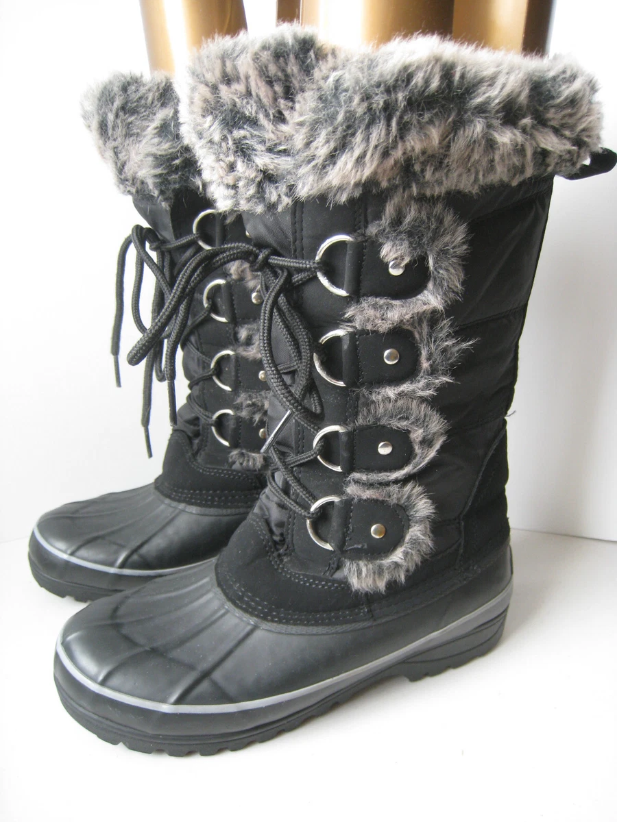 Khombu Womens Winter Snow Boots Size 7 Black Weather Resistant Non