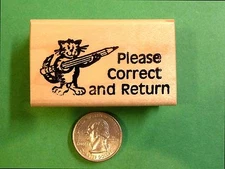 Pleae Correct and Return - Teacher's Wood Mounted Rubber Stamp