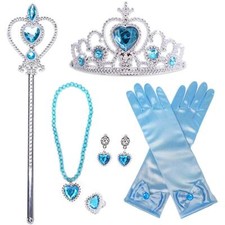 AMOR 8PCS Princess Dress Up Jewelry Set Toddler Girls Gloves Tiara