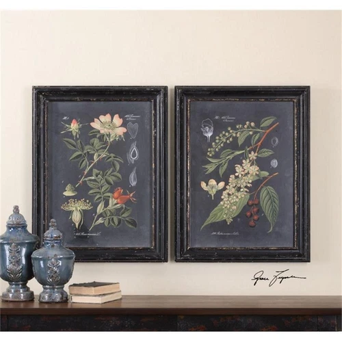 Uttermost Midnight Botanicals MDF Wood Wall Art in Multi-Color (Set of 2) - Picture 1 of 2