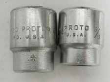 2 Vintage PROTO TOOLS 3/8" Drive SOCKETS 5/8" Sz #5220 Chrome 12 Pt USA FREE SHP