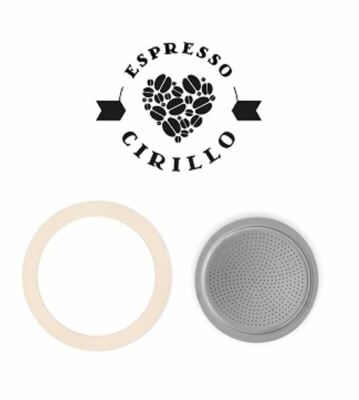 Bialetti Ersatz Dichtung 1 x und Sieb 1 x für Aluminium Espressokocher 18 Tassen
