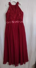 IEFIEL GIRLS PARTY DRESS SIZE 10 COLOR MAROON SEE MEASUREMENTS BELOW  NWT