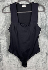 Intimately Free People Sleeveless Bodysuit Size Medium Black Thong Square Neck